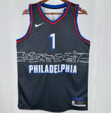 76ers HARDEN #1 Sapphire Blue City Edition 1:1 Quality NBA Jersey 热压 2021