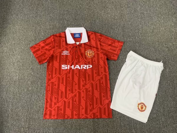 Manchester United Home Kids Kits Retro 1:1  Quality Soccer Jersey 1992/1994