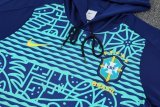 Brazil Hooded Long Sleeved Blue 1:1 Training suit 24/25