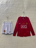 Manchester United Home Long sleeves Kids Retro 1:1 Quality Soccer Jersey 2007/2008