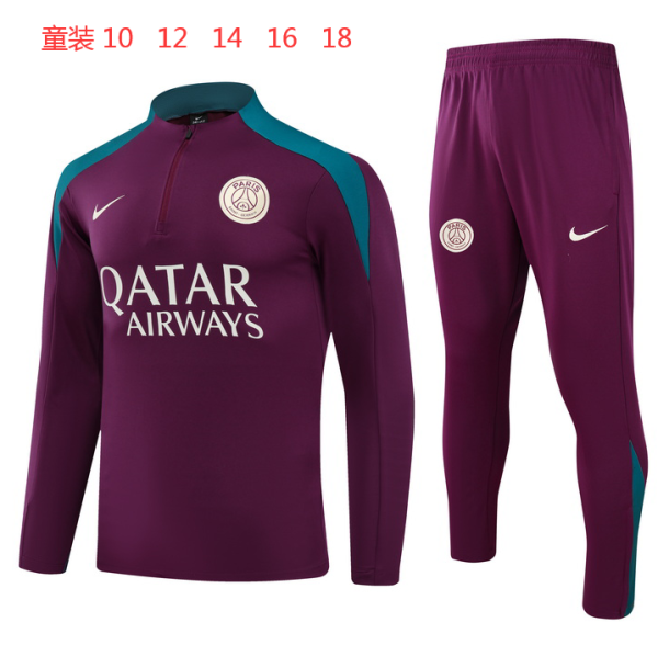Paris Kids Jujube Red 1:1 Quality Training Jersey 24/25