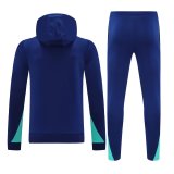 Brazil Hooded Long Sleeved Blue 1:1 Training suit 24/25