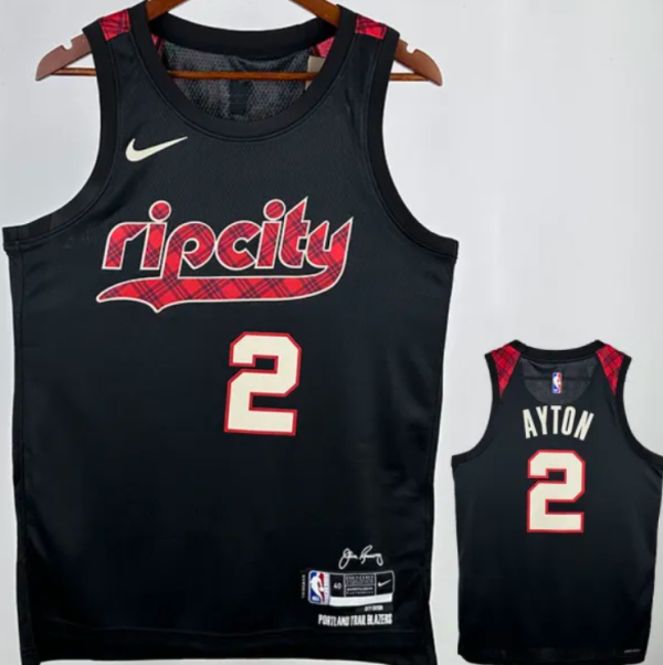 Trail Blazers AYTON #2 Black City Edition 1:1 Quality NBA Jersey 24/25