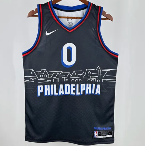 76ers MAXEY #0 Sapphire Blue City Edition 1:1 Quality NBA Jersey 热压 2021