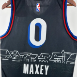 76ers MAXEY #0 Sapphire Blue City Edition  1:1 Quality NBA Jersey 热压 2021