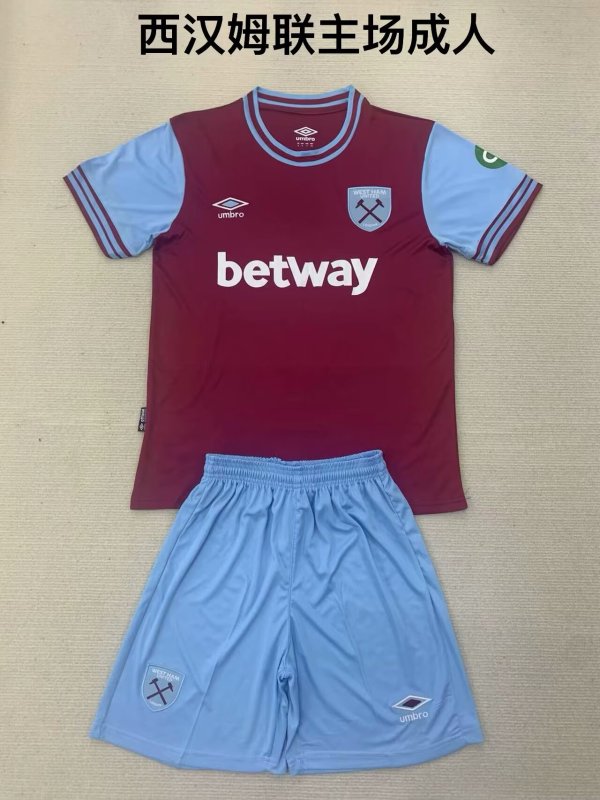 West Ham United Home Adult Kits 1:1 Quality Soccer Jersey 24/25(成人套装)