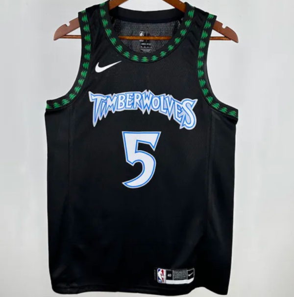 Timberwolves EDWARDS #5 Black Retro1:1 Quality NBA Jersey 24/25