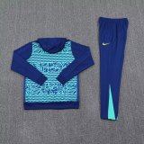 Brazil Hooded Long Sleeved Blue 1:1 Training suit 24/25