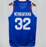 Team FRANCE WEMBANYAMA #32 1:1 Quality  NBA Jerseys 2024