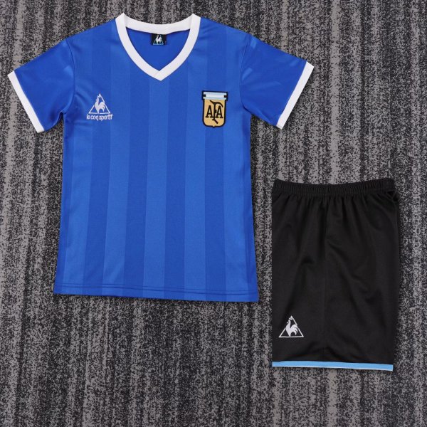 1986  Argentina Away  Kids  Retro 1:1 Quality  Soccer Jersey