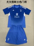 Juventus Goalkeeper Blue Kids Kits 1:1 Quality Soccer Jersey 25/26