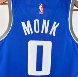 Kings MONK #0 Blue City Edition  1:1 Quality NBA Jersey热压 2024