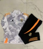 Real Madrid White (Inkjet Dragon)Training Tracksuit 1:1 Quality Training Jersey 24/25