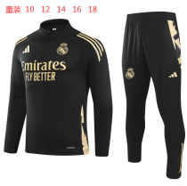 Real Madrid  Kids Black 1:1 Quality Training Jersey 24/25