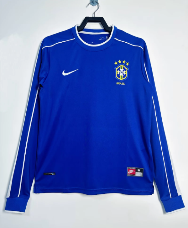 Brazil Away Long Sleeve Fans Retro 1:1 Quality Soccer Jersey 1998