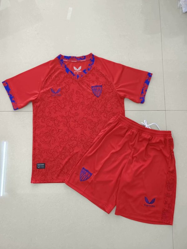 Sevilla FC Away Kids Kits 1:1 Quality Soccer Jersey 24/25