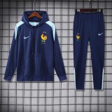 France Hooded Long Sleeved Blue1:1 Training suit 24/25