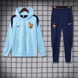 France Hooded Long Sleeved Blue 1:1 Training suit 24/25