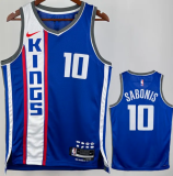 Kings SABONIS #10 Blue City Edition 1:1 Quality NBA Jersey热压 2024