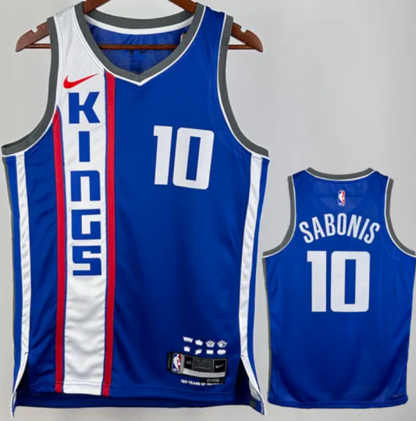 Kings SABONIS #10 Blue City Edition 1:1 Quality NBA Jersey热压 2024