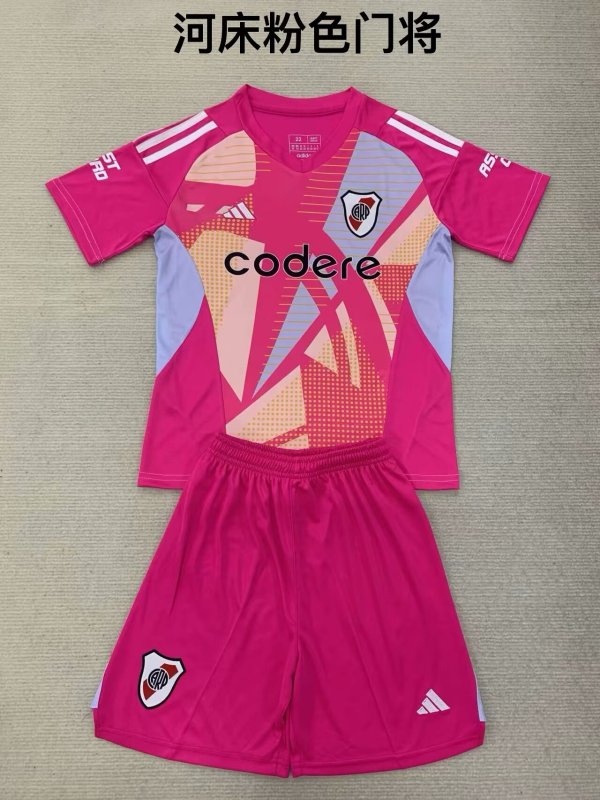 River Plate Goalkeeper Pink Kids Kits 1:1 Quality Soccer Jersey 24/25