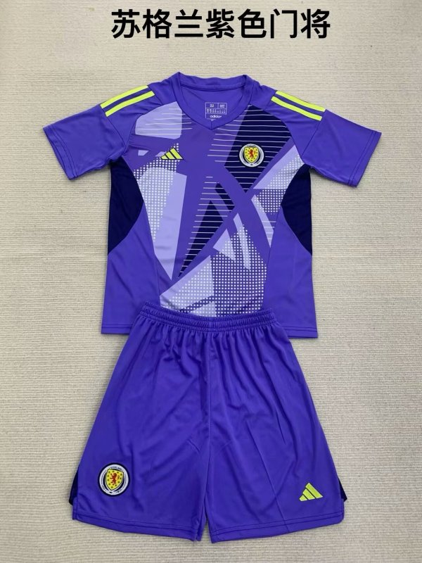 Scotland Purple Goalkeeper Kids 1:1 Quality Soccer Jersey 24/25