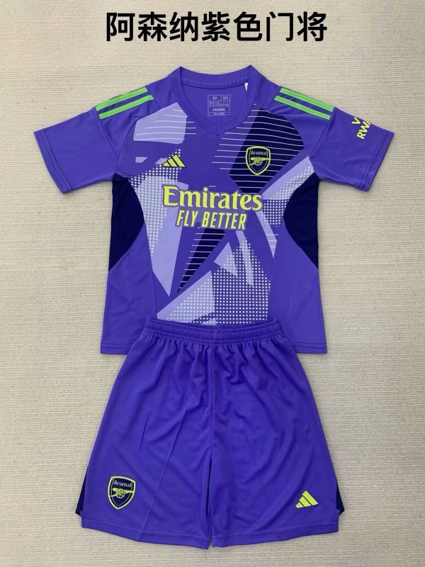 Arsenal Goalkeeper Purple Kids Kits 1:1 Soccer Jersey 24/25