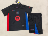 Barcelona Away Kids Kits 1:1  Soccer Jersey 24/25（胸前大logo）