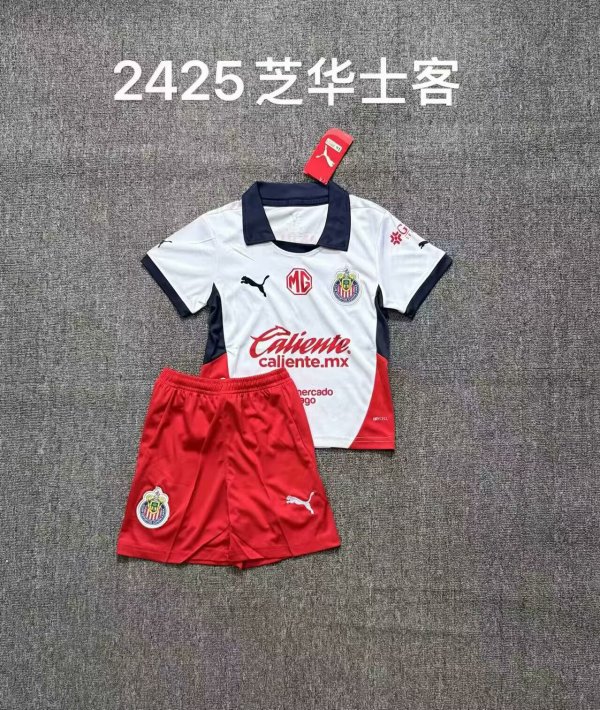 Chivas Away Kids Kits 1:1 Quality Soccer Jersey 24/25