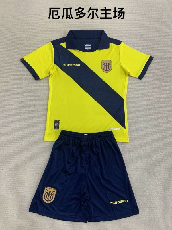 Ecuador Home Kids  1:1 Quality Soccer Jersey 24/25