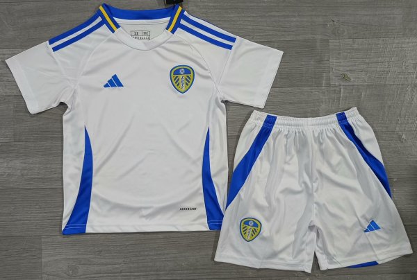 Leeds United Home White Kids Kits 1:1 Quality Soccer Jersey 24/25