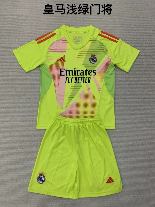 24/25 Real Madrid Goalkeeper Kids Kits 1:1 Quality Soccer Jersey
