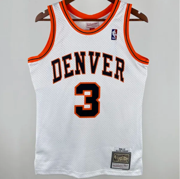 Nuggets IVERSON #3 White Retro 热压 1:1 Quality NBA Jersey 2006/2007
