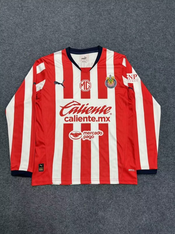 Chivas Home Fans Long sleeve1:1 Quality Soccer Jersey 24/25