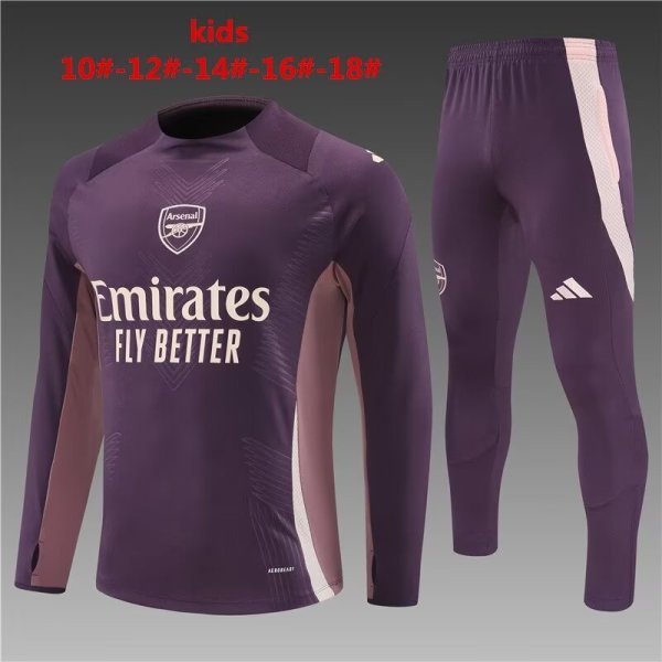 Arsenal Purple Kids Player 1:1 Quality Training Jersey 24/25