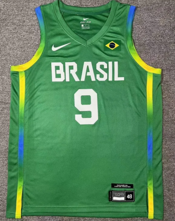 Brazil Team HUERTAS #9 Green 1:1 Quality NBA Jerseys 2024