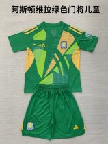 Aston Villa Goalkeeper Green Kids Kits 1:1 Quality Soccer Jersey 24/25
