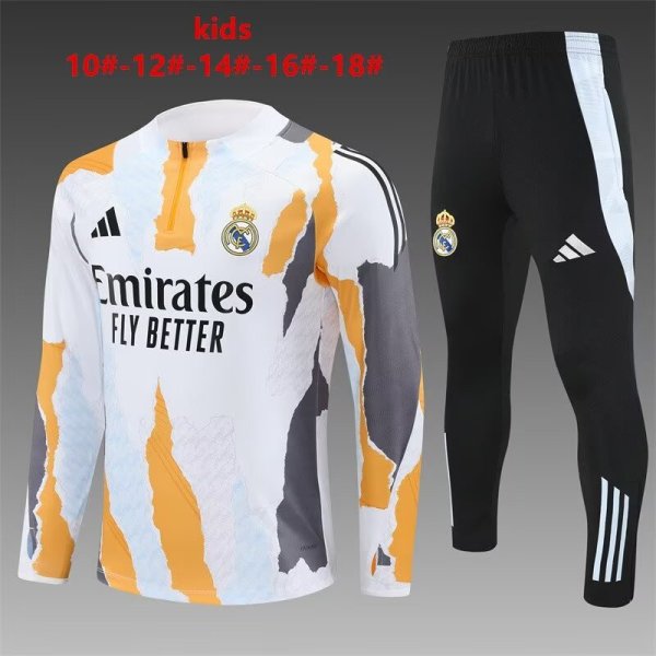 Real Madrid  White Kids  1:1 Quality Training Jersey 24/25