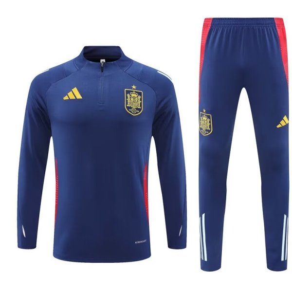 Spain  Treasure Blue Training Tracksuit 1:1 Quality Soccer Jersey 24/25