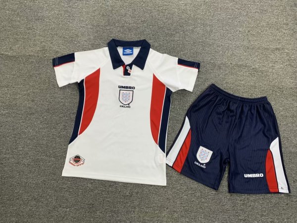 England Home White 1:1 Kids Retro Soccer Jersey 1998