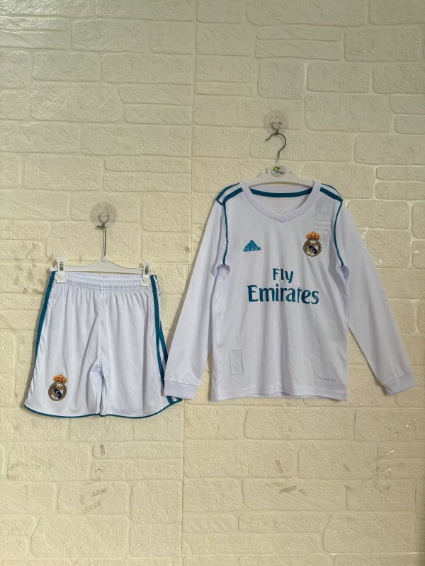 Real Madrid Home Long sleeves Kids Retro 1:1 Quality Soccer Jersey 2017/2018