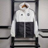Manchester United White And Black Windbreaker 24/25