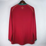 2006  Portugal Home Long Sleeve Fans 1:1 Retro Soccer Jersey
