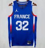Team FRANCE WEMBANYAMA #32 1:1 Quality  NBA Jerseys 2024