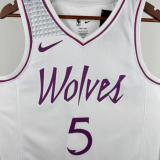 Timberwolves EDWARDS #5 White 1:1 Quality NBA Jersey 24/25