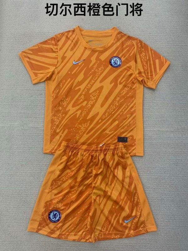 Chelsea  Goalkeeper Orange Kids Kits 1:1 Quality Soccer Jersey 24/25