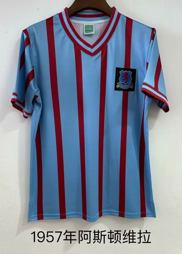 Aston Villa Home Fans Retro 1:1 Quality Soccer Jersey 1957