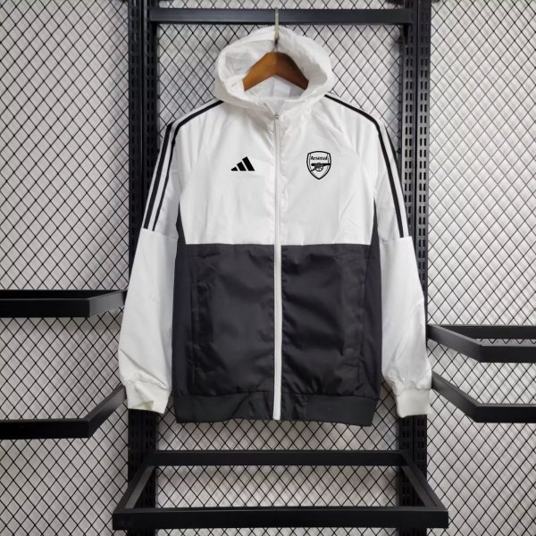 Arsenal White And Black Windbreaker 24/25