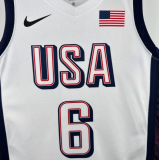 2025 Team USA JAMES #6 White 1:1 Quality  NBA Jerseys