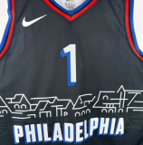 76ers HARDEN #1 Sapphire Blue City Edition 1:1 Quality NBA Jersey 热压 2021
